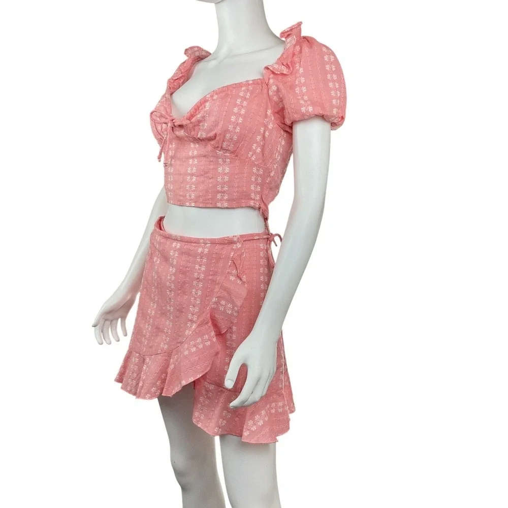 New‎ Revolve Cleobella Sydney Top and Rosie Skirt Ruffle Two Piece Pink XS